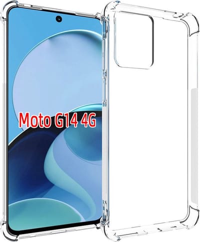 MobyDefend Hoesje - Geschikt voor Motorola Moto G14 - Transparante Shockproof TPU Backcover - Verstevigde Hoeken - Volledig Doorzichtig