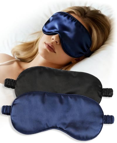 Set van 2 Zijden Oogmaskers voor Volwassenen, Lichtdicht en Comfortabel, Ideaal voor Reizen en Naps, Verstelbare Band, Zacht en Ademend