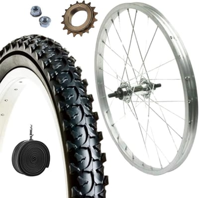 20 Inch Fiets Achterwiel Set met Tandwiel en MTB Banden - Aluminium