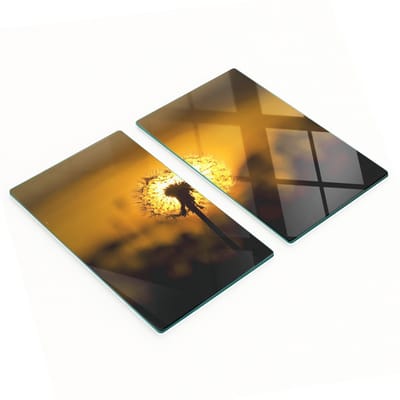 Set van twee decoratieve glazen snijplanken met paardenbloemmotief, 2x30x52 cm