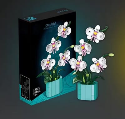 Bouwbloem – Creatieve Bloemdecoratie van Bouwsteentjes – Orchidee - Uniek Cadeau voor Kinderen & Volwassenen