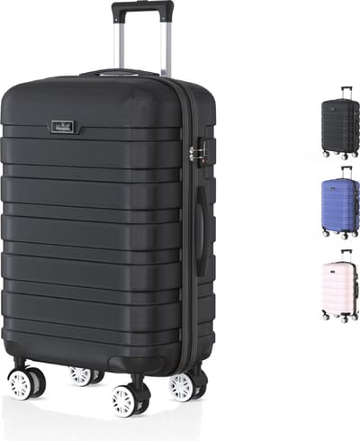 Voyagoux® REVELATION - Reiskoffer Medium - 71L - Koffers - Reiskoffer met wielen -Zwart - TSA Slot