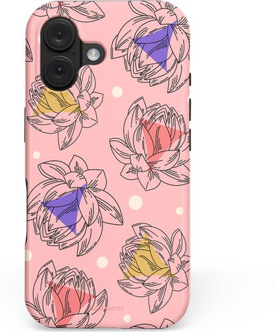Casetastic hoesje geschikt voor Apple iPhone 16 - MagSafe - Dubbellaagse bescherming - Bloemen Pastel Roze - Fashion Case - Lichtroze Taupe