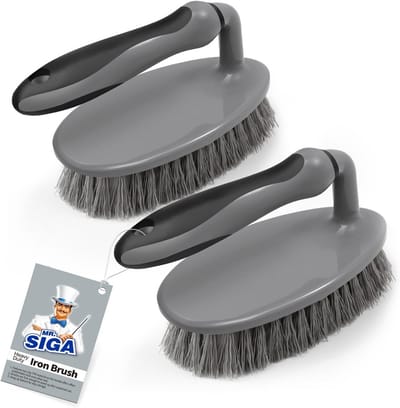 Schoonmaakborstel Set - Schrobber Handvat - Badkamer Reinigen - Comfortabele Antislip Grip - 2 Stuks - Grijs Zwart