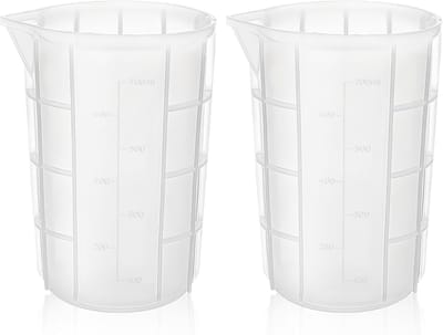 Siliconen Maatbeker, 2 Stuks 700ml Siliconen Beker voor Mengbeker met Antiaanbaklaag, met Schaalverdeling, voor Knutselen, Sieraden Maken