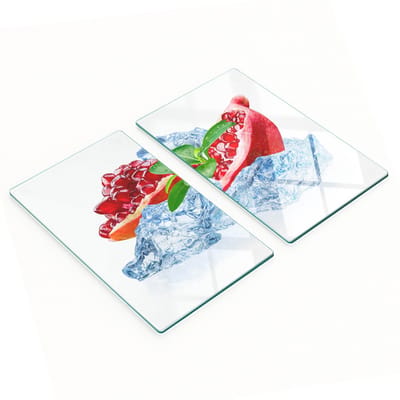 Glazen snijplanken met afbeelding - Granaatappel met ijs 2x30x52 cm