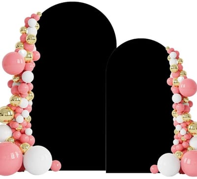 Allecto - Bruiloft boog covers - Verstelbaar en elastisch - Zwart - Achtergrond decor - Geschikt voor bruiloften en verjaardagsfeesten