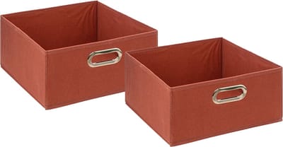 5Five Opbergmand/kastmand - 2x - terracotta - linnen - 14 liter - 31 x 31 x 15 cm - Opbergbox - Vakkenkast manden