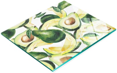 Multifunctioneel decoratief glazen bord met avocado-print 60x52 cm