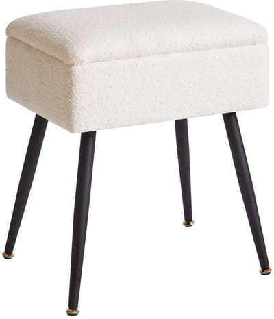 Unyqoos ® Comfortabele Opberghocker met Zacht Teddyachtige Bekleding voor Slaapkamer en Woonkamer