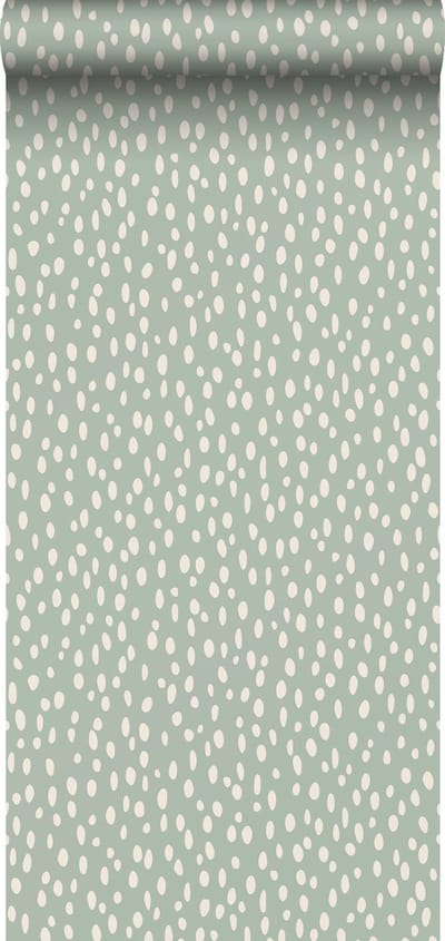 ESTAhome behang stippen mintgroen en wit - 53 cm x 10.05 m - 139256