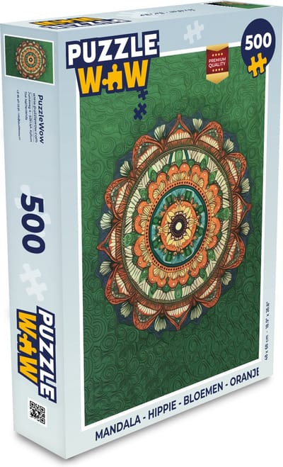 Puzzel Mandala - Hippie - Bloemen - Oranje - Legpuzzel - Puzzel 500 stukjes