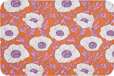 WC mat 90x60 cm - Antislip - Bloemen - Grafisch - Oranje - Toiletmat - Vloermat - Douchemat - Toilet tapijt - Toiletmatten