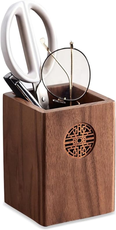 Handgemaakte Houten Pennenhouder, Vierkante Desk Organizer, Ideaal voor Kantoorbenodigdheden en Make-up Kwasten