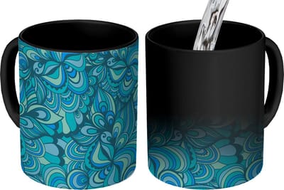 Magische Mok - Foto op Warmte Mokken - Koffiemok - Design - Vintage - Blauw - Turquoise - Magic Mok - Beker - 350 ML - Theemok