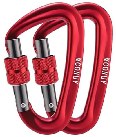 Vergrendelbare Aluminium Karabijnhaken 12kN - Set van 2 voor Kamperen, Wandelen, en Hondenriemen