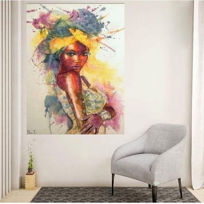 Peinture diamant brodée, Portrait de fille africaine, perceuse complète, décoration de maison, image en strass 20X30CM brown