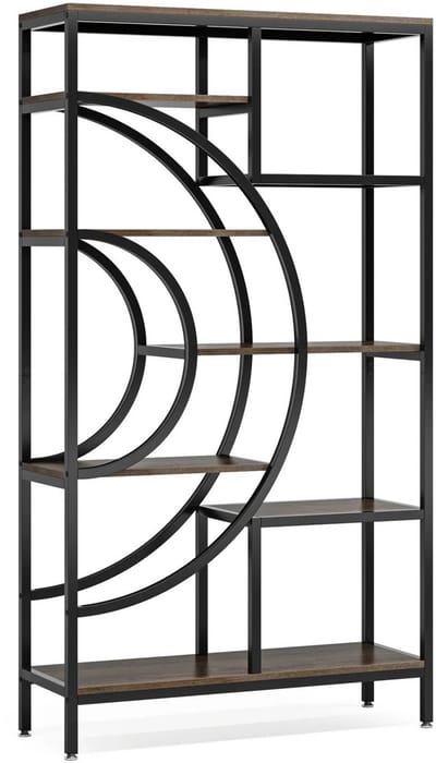 Boekenkast - Boekenplank - Wandplank - Boekenrek - Voor Woonkamers en Thuiskantoren - Geometrisch Ontwerp met 8 Lagen - Bruin