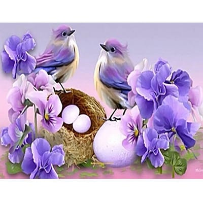 Volledige boor DIY 5D Diamond schilderij bloem dier vogel woondecoratie kruissteek 20X30CM purple