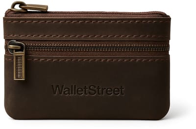 WalletStreet™ Genuine Leren Creditcardhouder – Compact Multifunctionele Mini Portemonnee & Pasjeshouder (15 Passen) – 2 Ritsen, Sleuteletui & Vak voor Kleingeld/Biljetten – Unisex Cadeau voor Mannen & Vrouwen – Espresso – Brown