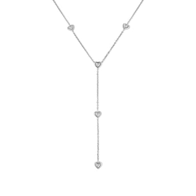 CO88 Collection - 8CN-26470 - fijne schakelketting vrouwen met hartjes - 58+5 cm - zilverkleurig