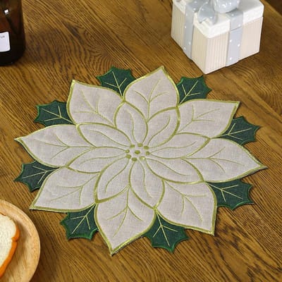 3 Maten Nieuw Europa Katoen Kerstbloem Tafelloper Kant Geborduurde Overdoek Handdoek Keuken Tafelkleed Feest Verjaardag Decor Round 40CM