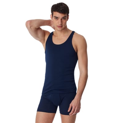 Schiesser Original Feinripp Heren Onderhemd - Navy - Maat M