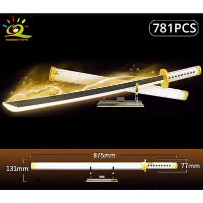 Samurai Zwaard Bouwstenen Ninja Blade Katana Japanse Anime Vlinder Nichirin Mes Stenen Kinderspeelgoed voor Volwassenen NO BOX brown