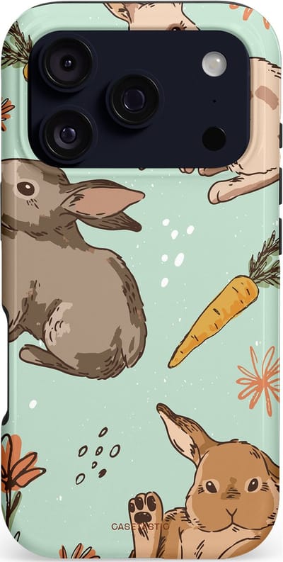 Casetastic hoesje geschikt voor Apple iPhone 17 Pro - MagSafe - Dubbellaagse bescherming - Hop hop knappel - Fashion Case - Lichtgrijs Taupe Mintgroen Perzik
