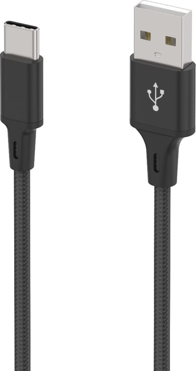 USB C Kabel 1M Snel Opladen, Nylon Gevlochten Type C Geschikt voor Samsung Galaxy S10 S10+ S9 S9+ S8+ S20 S21 FE S22 S23 A12 A13 A40 A50 A51 A52s A53 Etc. Oplaadkabel - zwart