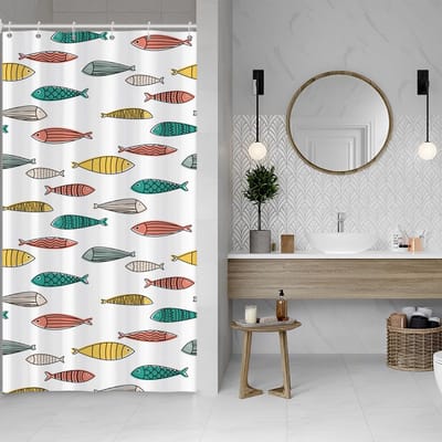 Vrolijk Vis Douchegordijn Waterdicht Polyester 90x180 cm met Haken