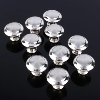 10 Pièces Boutons d'Armoire Ronds en Acier Inoxydable Poignées de Tiroir Accessoires de Placard