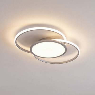 Lucande LED plafondlamp Senne, CCT, zilver, metaal