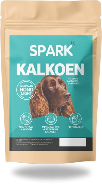 Spark - Senior Hondenbrokken - Light Dieetvoer - Kalkoen met Zoete Aardappel & Veenbes - Hypoallergeen - Graanvrij - 2KG