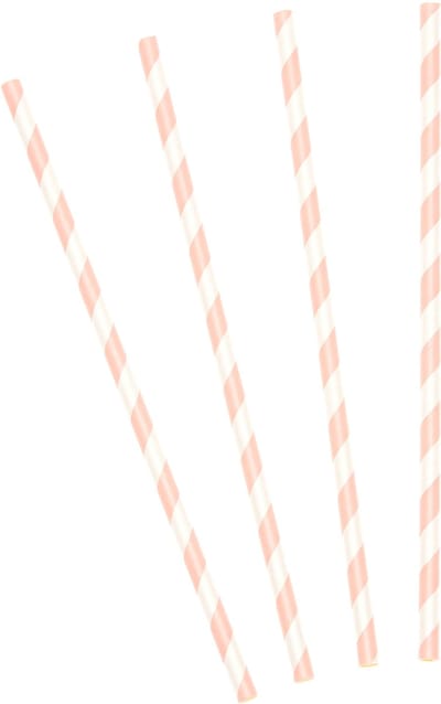 PARTYDECO - 10 roze gestreepte papieren rietjes 19,5 cm voor koude dranken