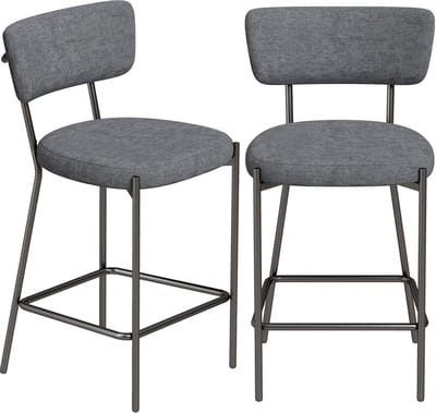 Homcom Barkruk-Polyester, Metaal-53L x 49B x 93H cm-Grijs