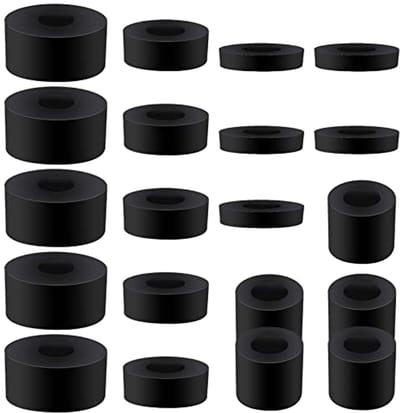 Pack of 20 Rubber Spacers Kit (M10), Black Nylon Spacer Sleeves, Rubber Washers for DIY, Cushioning, Spacer Sleeves - ShopVlot