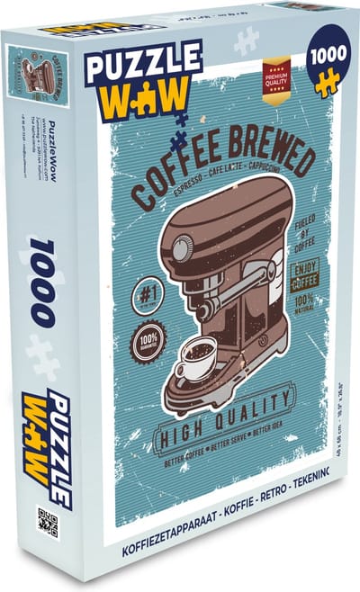 Puzzel Koffiezetapparaat - Koffie - Retro - Tekening - Legpuzzel - Puzzel 1000 stukjes volwassenen