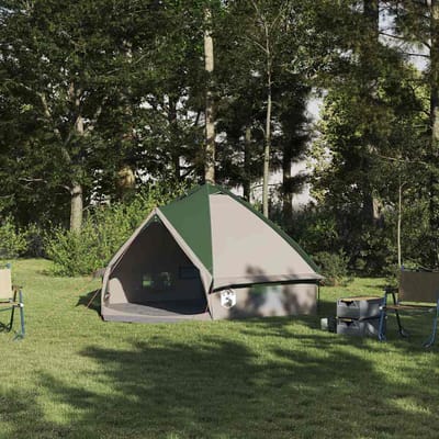 vidaXL - Teepee - Tent - voor - 4 - Personen - 4-persoons - Groen - en - Grijs