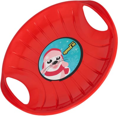 KOTARBAU® Glijschotel, Sneeuwschijf, Kunststof, 60 cm, Rood, Sneeuw Slee, met Handgrepen, voor Kinderen en Volwassenen, Schotel Slee Plastic, Bobsleeën, Sneeuwglijder, Duurzaam