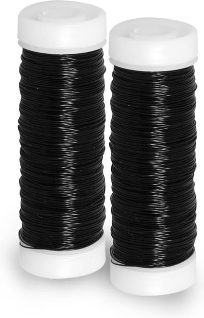 Rayher Sieraden maken draad - 2x - zwart - 0.3 mm dik - 50 meter snoer - haakdraad - bindmaterialen - rijgkoord