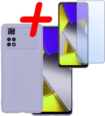 Hoesje Met Screenprotector - Geschikt voor Xiaomi Poco X4 Pro 5G - Sterk & Shockproof - Back Cover - Siliconen Case - Telefoon Hoes - Lila