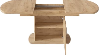 Eikenkleur Spaanplaat Uitschuifbare Eettafel Met Opslag 140-200x80cm Voor Eetkamer Woonkamer