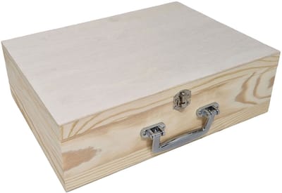 Playwood houten opbergkoffer A4 met metalen handvat - speelgoedkist.
