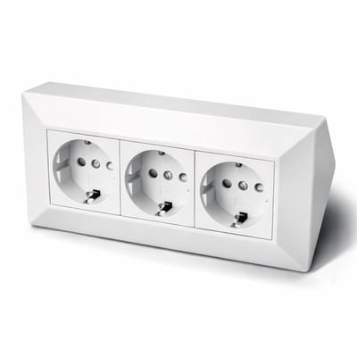Hoekstopcontact - Meervoudig stopcontact - Werkplek organiseren - 3-voudige aansluiting - 18x8x8 cm - Mat wit