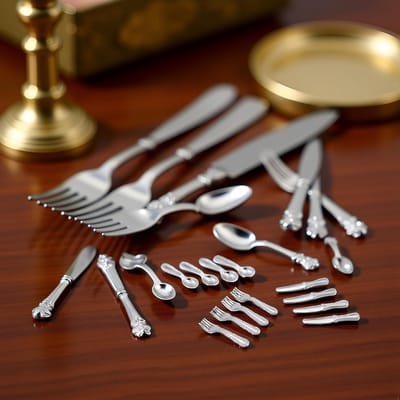 Miniatuur Bestekset - Poppenhuis Accessoires - Model Decoratie - Roestvrij Staal - 1:12 Schaal - Zilver