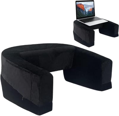 Schootkussen met Zijvak - Leeskussen Bureau - Productief Werken - Ergonomische Knieondersteuning - 56 x 43 x 33 cm - Zwart