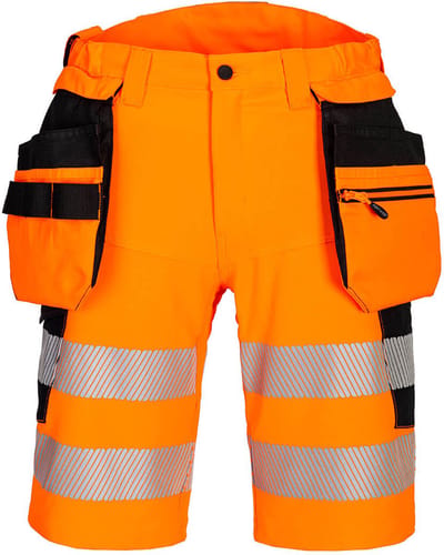 Portwest DX4 Hi-Vis korte broek met holsterzakken DX446 - Oranje/Zwart - 32