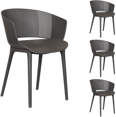 Tuinstoel OLINDO, set van 4 - grijs