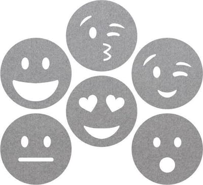 Smileys vilt onderzetters - Lichtgrijs - 6 stuks - ø 9,5 cm - Tafeldecoratie - Glas onderzetter - Cadeau - Woondecoratie - Tafelbescherming - Onderzetters voor glazen - Keukenbenodigdheden - Woonaccessoires - Tafelaccessoires